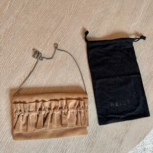 Reiss nude Suede shoulder bag with chain strap